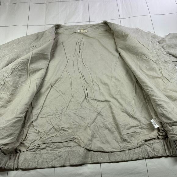 Eileen Fisher Jacket Womens Small Beige Natural Twinkle Linen Metallic Coastal - Picture 8 of 10